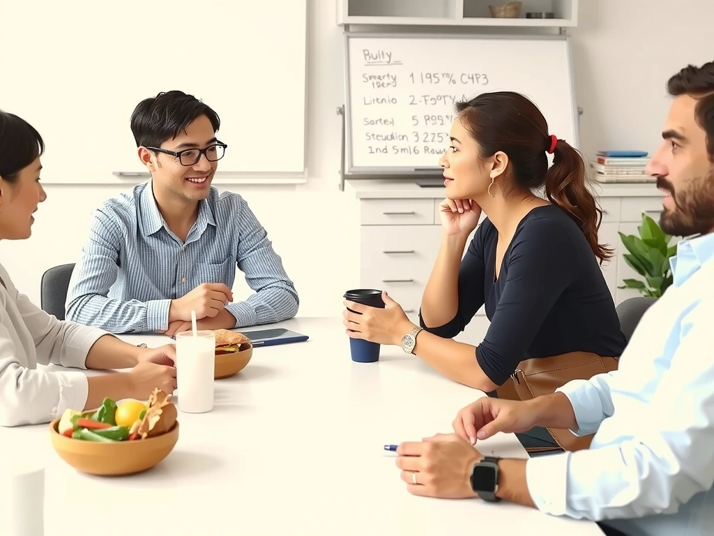 Kontorslunch med energilösa medarbetare