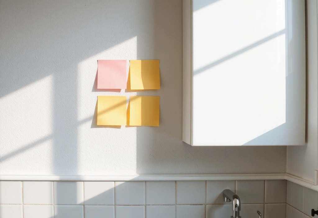 Köksvägg med lappar